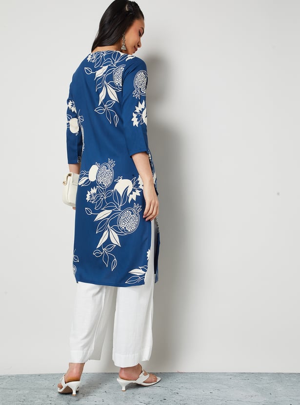 MELANGE Floral Print Straight Kurta