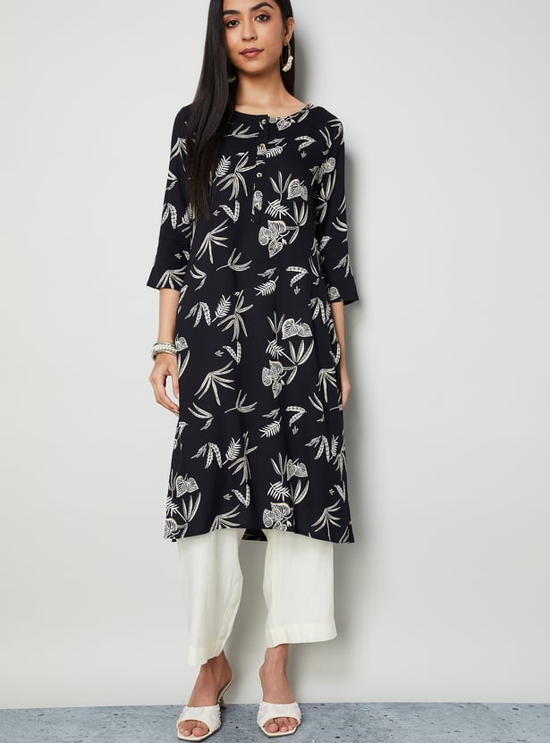 MELANGE Floral Print Straight Kurta