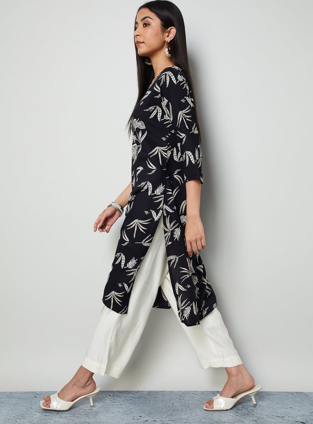 MELANGE Floral Print Straight Kurta