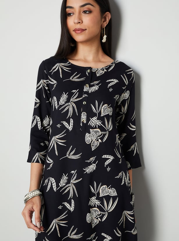 MELANGE Floral Print Straight Kurta