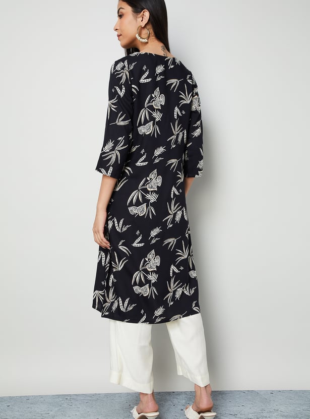 MELANGE Floral Print Straight Kurta