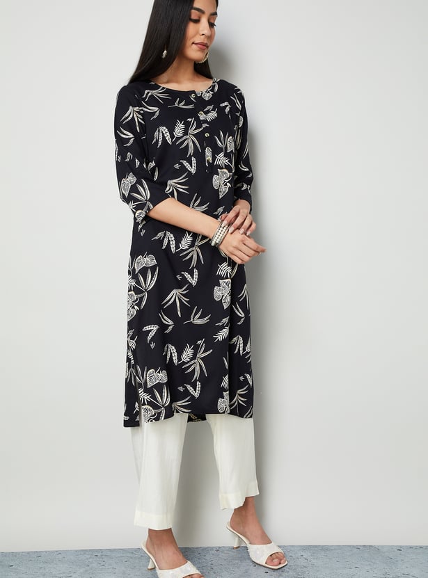 MELANGE Floral Print Straight Kurta