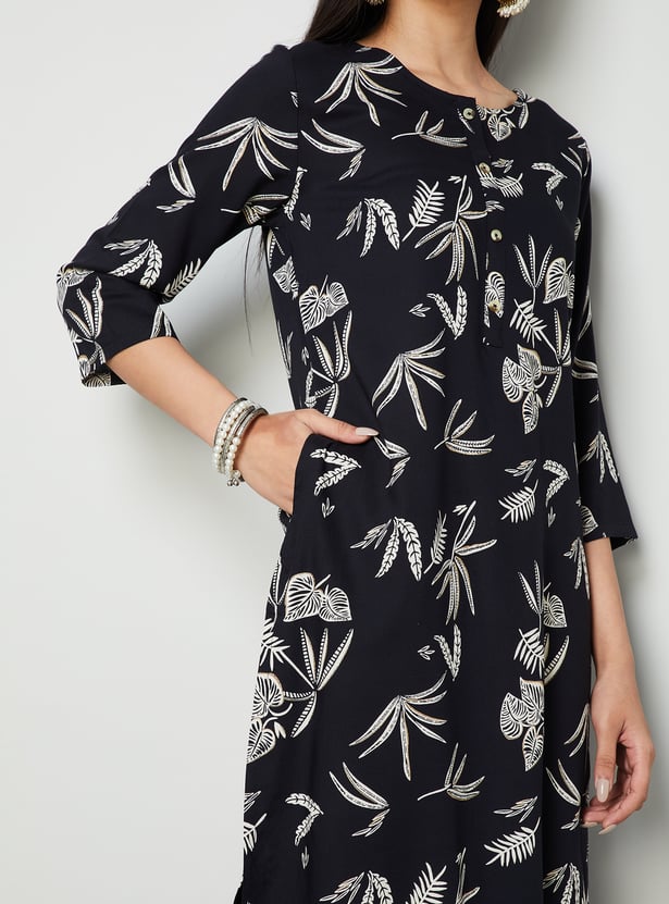 MELANGE Floral Print Straight Kurta