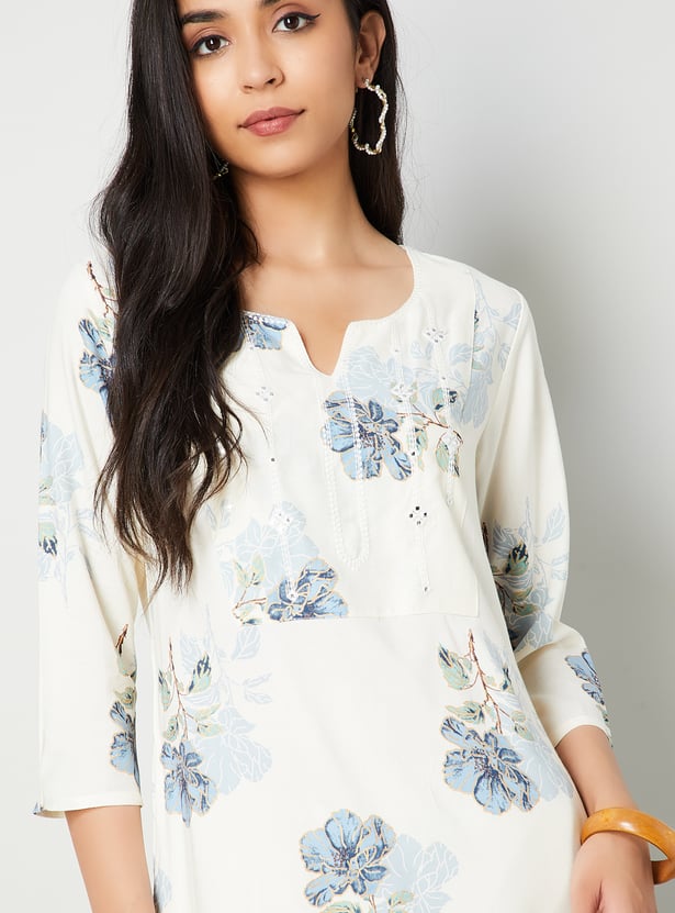 MELANGE Floral Print Straight Kurta