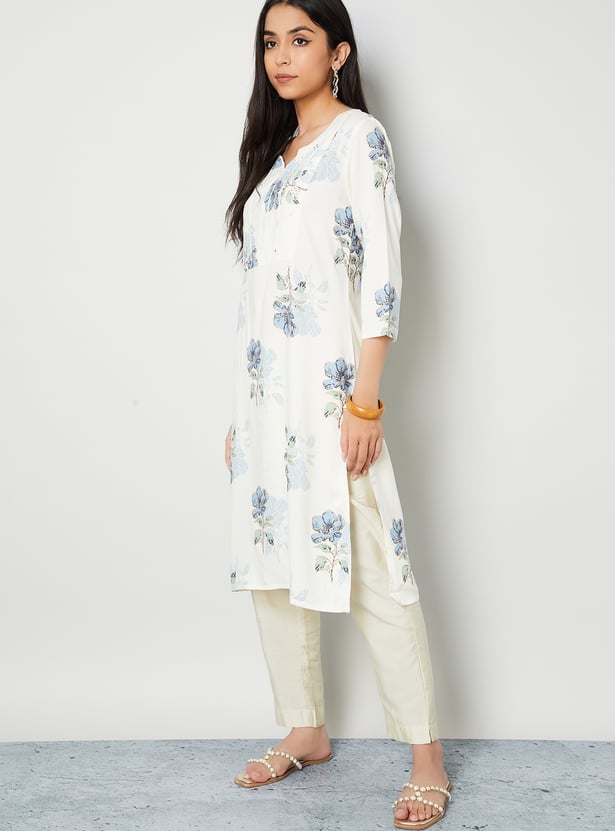MELANGE Floral Print Straight Kurta