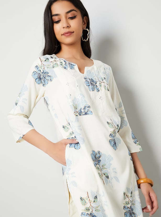 MELANGE Floral Print Straight Kurta