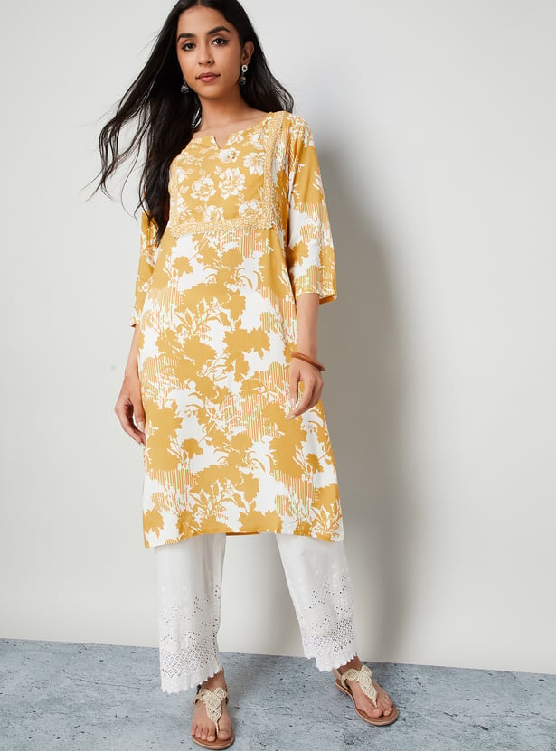 MELANGE Floral Print Straight Kurta