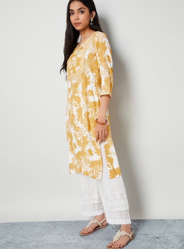 MELANGE Floral Print Straight Kurta
