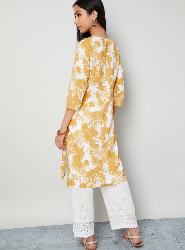 MELANGE Floral Print Straight Kurta