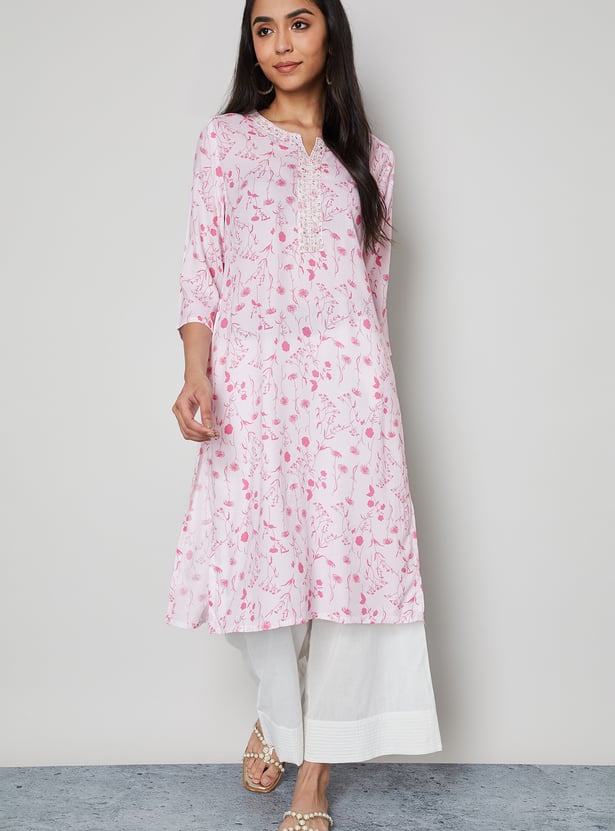 MELANGE Floral Print Straight Kurta