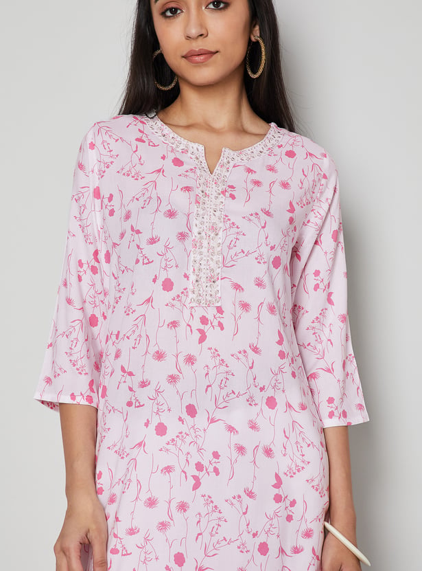 MELANGE Floral Print Straight Kurta