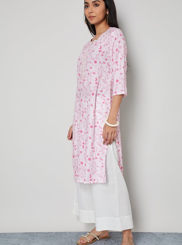 MELANGE Floral Print Straight Kurta