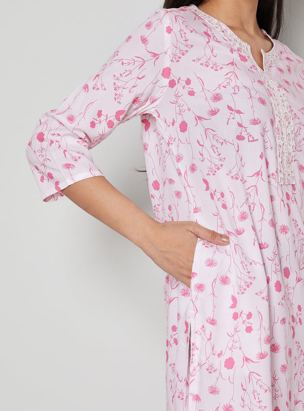 MELANGE Floral Print Straight Kurta