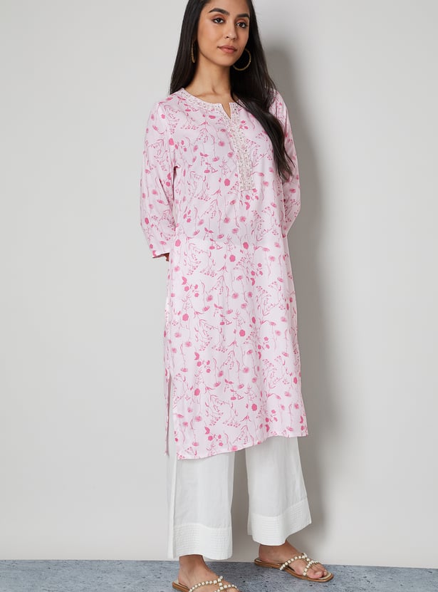MELANGE Floral Print Straight Kurta