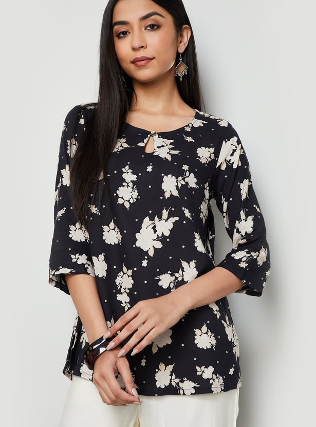 MELANGE Floral Print Straight Kurti