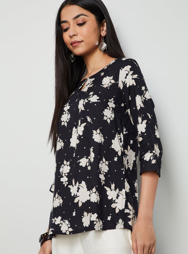 MELANGE Floral Print Straight Kurti