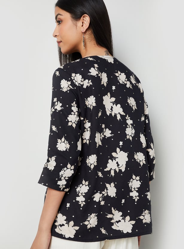 MELANGE Floral Print Straight Kurti
