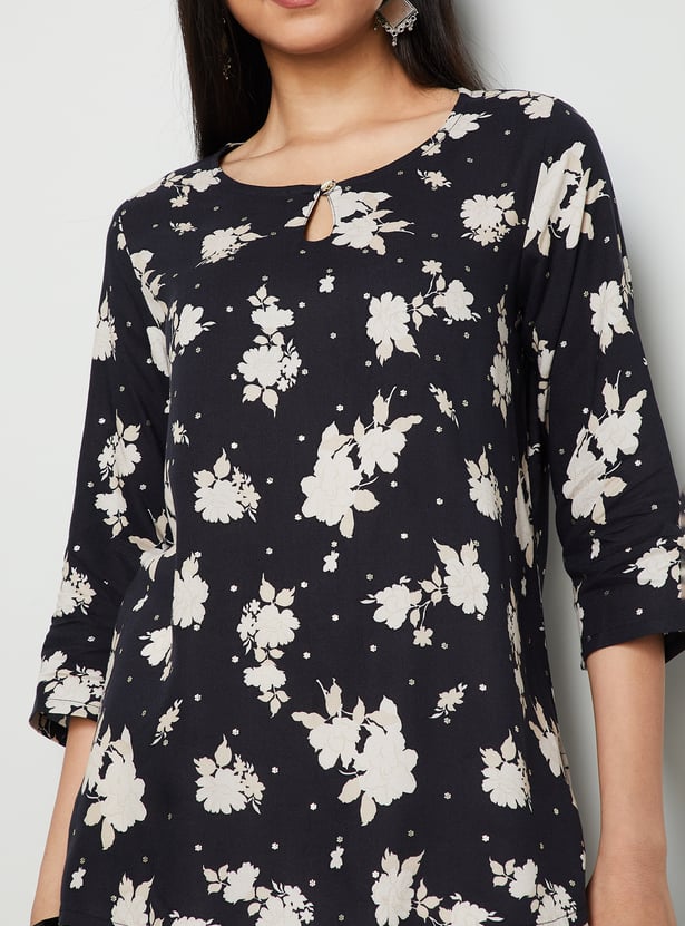MELANGE Floral Print Straight Kurti