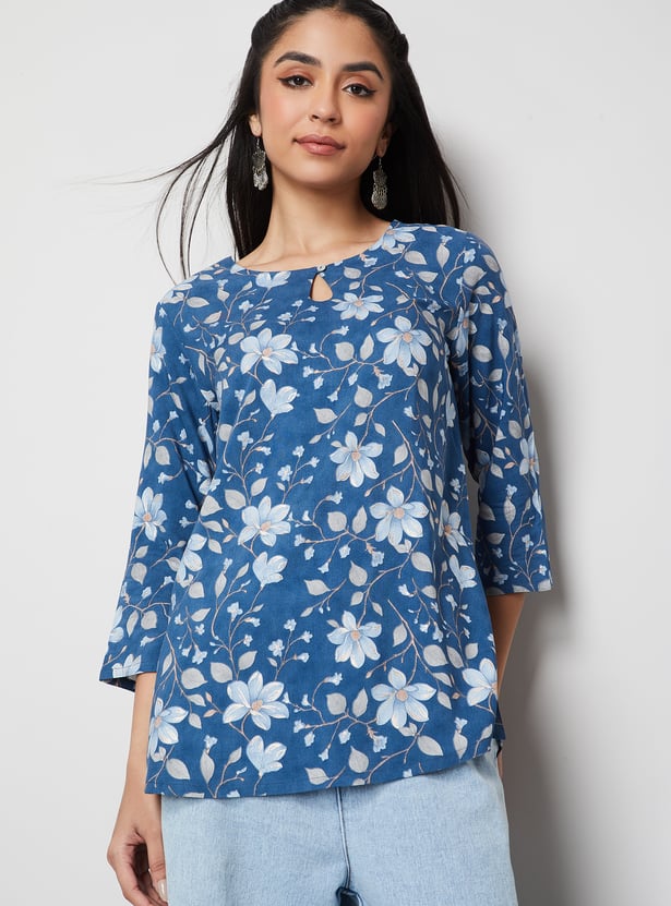 MELANGE Floral Print Straight Kurti