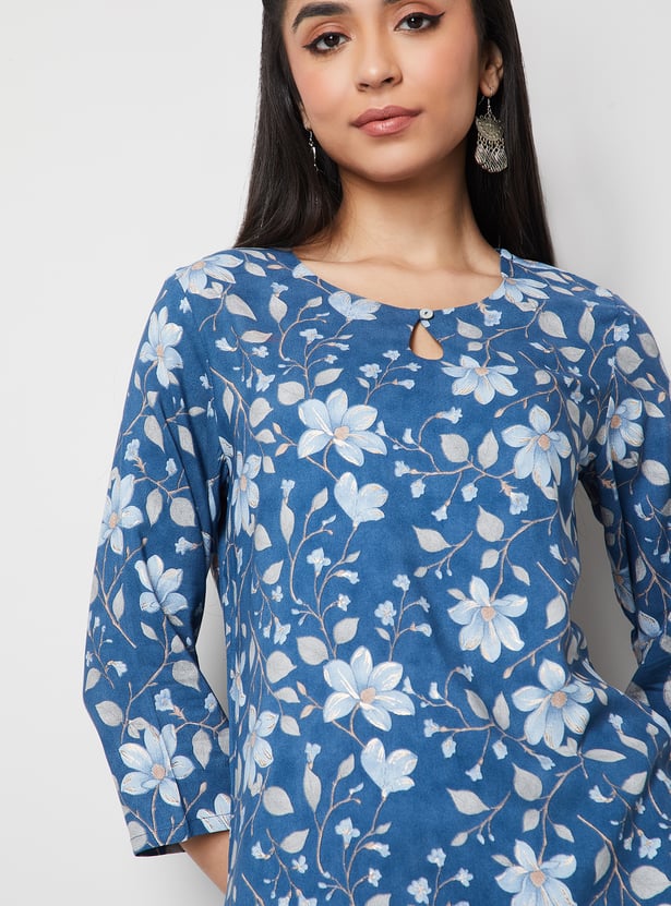 MELANGE Floral Print Straight Kurti
