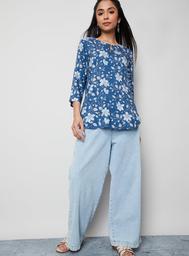 MELANGE Floral Print Straight Kurti