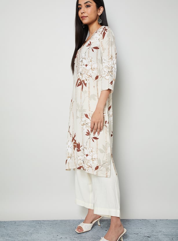 MELANGE Floral Print Straight Kurta