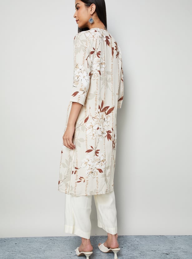 MELANGE Floral Print Straight Kurta