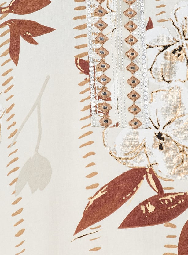 MELANGE Floral Print Straight Kurta