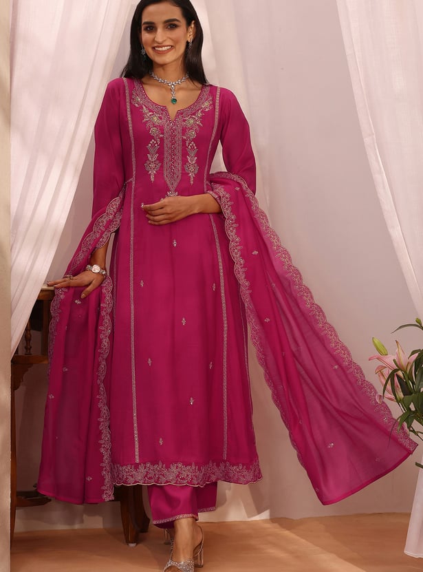LIBAS Embroidered Straight Kurta Set