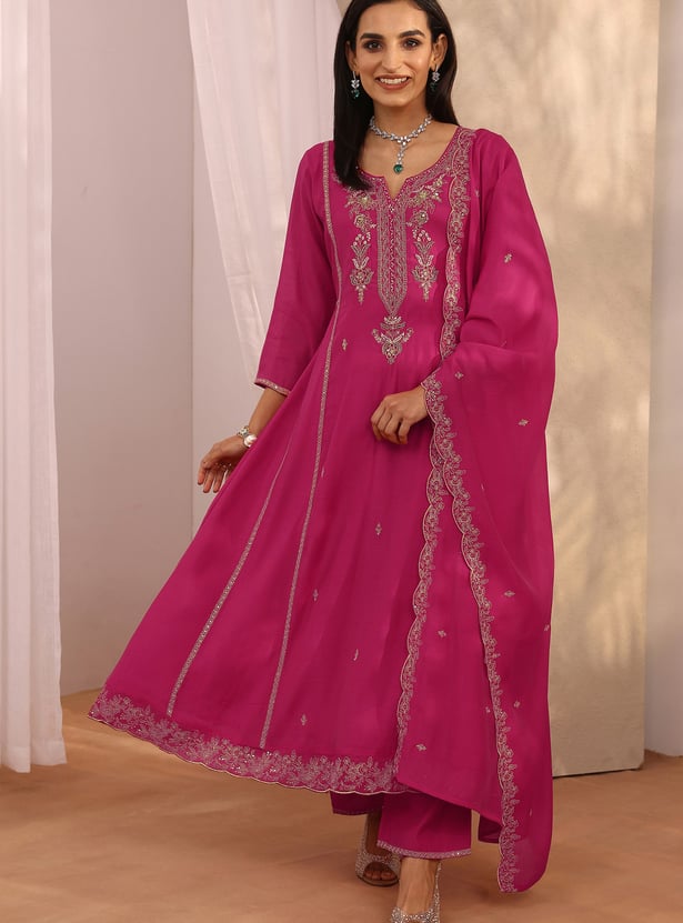 LIBAS Embroidered Straight Kurta Set