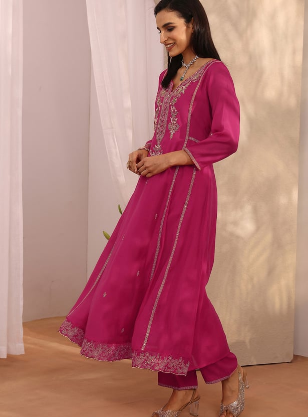 LIBAS Embroidered Straight Kurta Set
