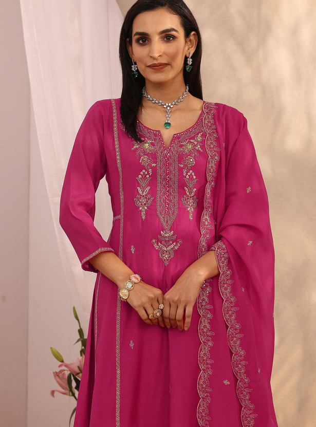 LIBAS Embroidered Straight Kurta Set