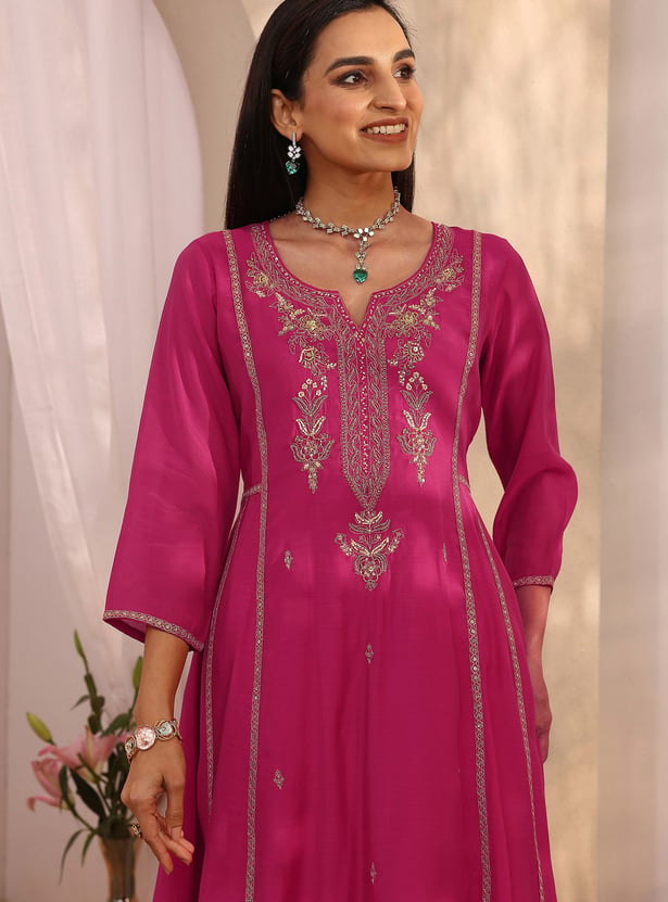LIBAS Embroidered Straight Kurta Set