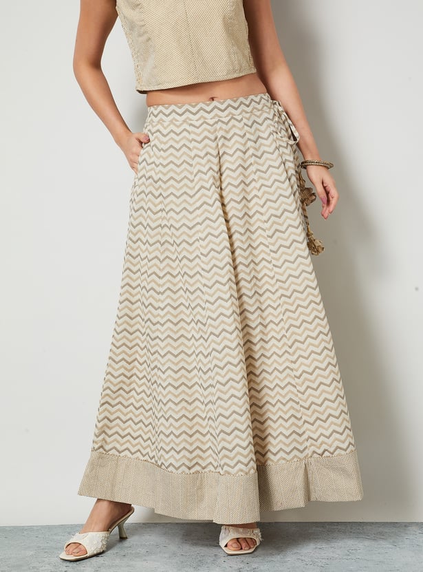 MELANGE Chevron Print Maxi Skirt