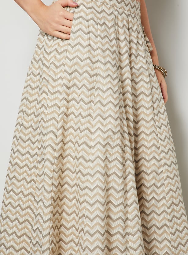 MELANGE Chevron Print Maxi Skirt