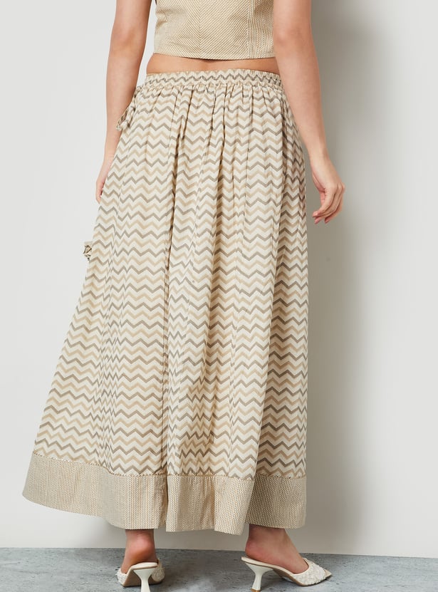MELANGE Chevron Print Maxi Skirt