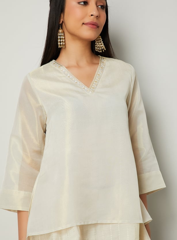 MELANGE Solid Layered Top