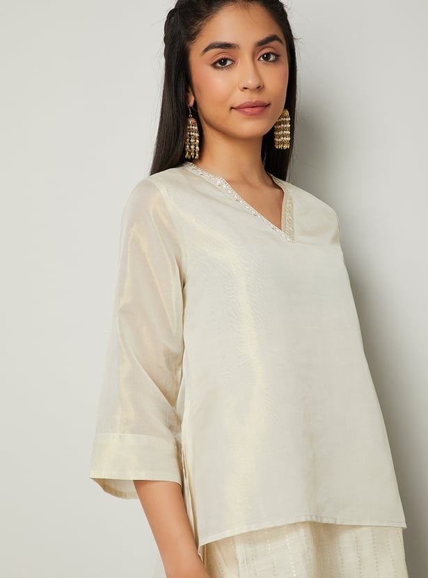 MELANGE Solid Layered Top