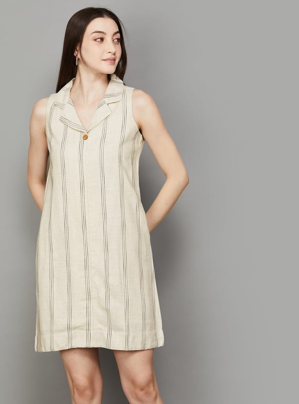 princess polly baby blue dress This striped cotton dress is such a standout for spring and summer events.  The bold vertical stripes feel fun yet polished, while the easy A-line  shape keeps it flattering and comfortable all day main image 0