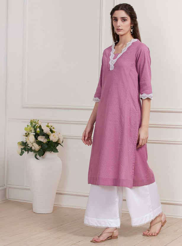 BIBA Lace Straight Kurta