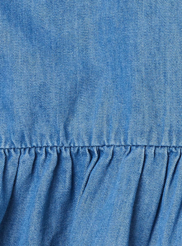 FAME FOREVER Girls Bow-Detail Denim Top