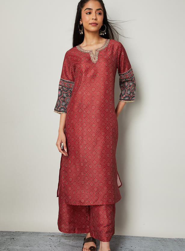 MELANGE Bandhani Straight Kurta Set