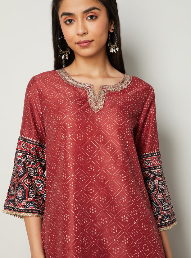 MELANGE Bandhani Straight Kurta Set