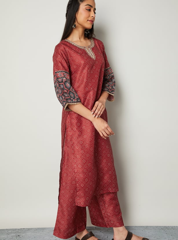 MELANGE Bandhani Straight Kurta Set