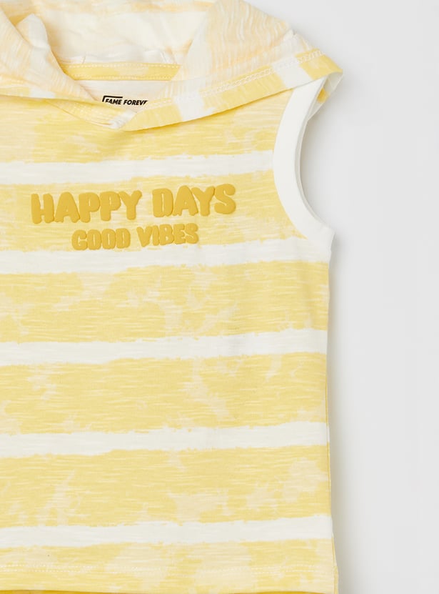 FAME FOREVER Boys Striped Hooded T-shirt
