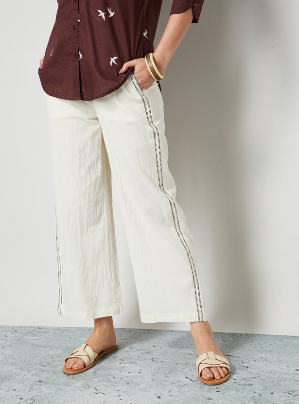 COLOUR ME Embroidered Straight Pants