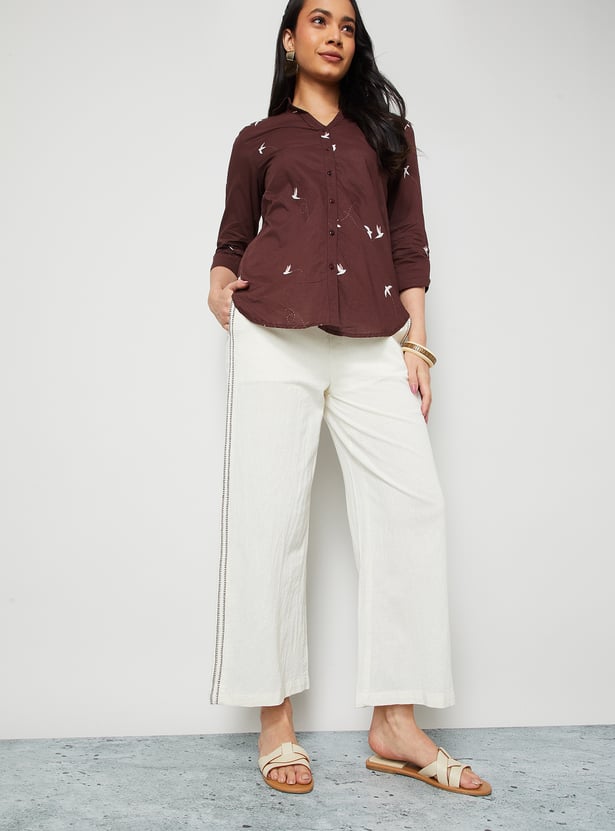 COLOUR ME Embroidered Straight Pants