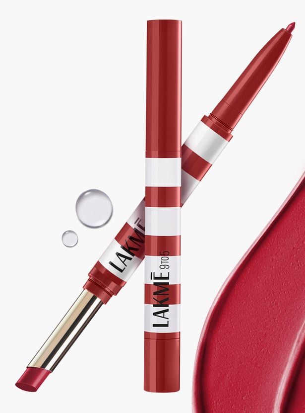 LAKME 9to5 Hya Matte Beach Edit 2in1 Lipstick + Liner - After Hours Red