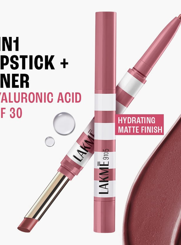 LAKME 9to5 Hya Matte Beach Edit 2in1 Lipstick + Liner - Mocha Tide