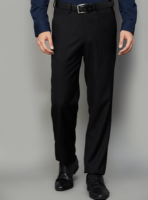 VAN HEUSEN Solid Regular Fit Formal Trousers